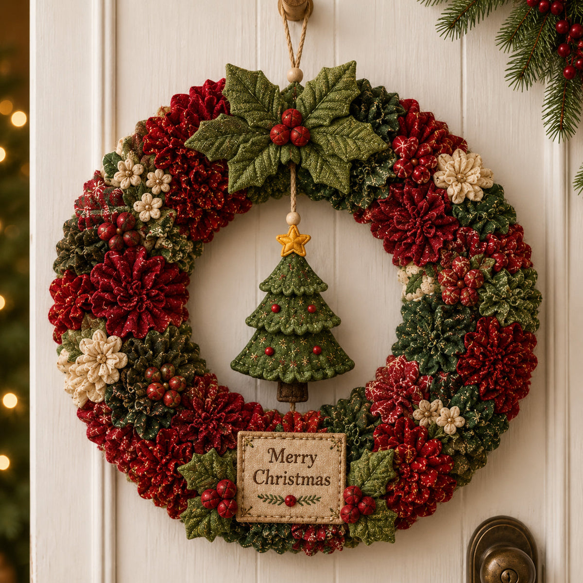 🎄🔥49% Off Last Day 🎊 3D Fabric Poke Wreath DIY Kit
