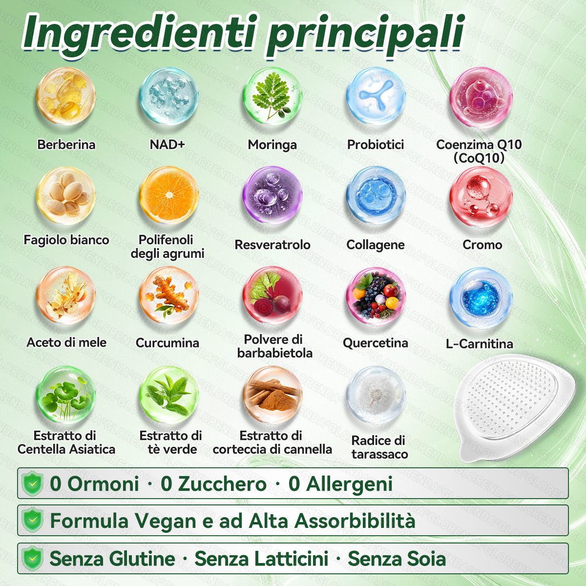 Negozio Ufficiale | 🍉🍉 GLORENDA® Moringa · Berberine × NAD+ 10-in-1 Cerotto Avanzato Nano Microneedle ✅ Per obesità, pelle rilassata, diabete, apnea notturna, problemi articolari e molto altro
