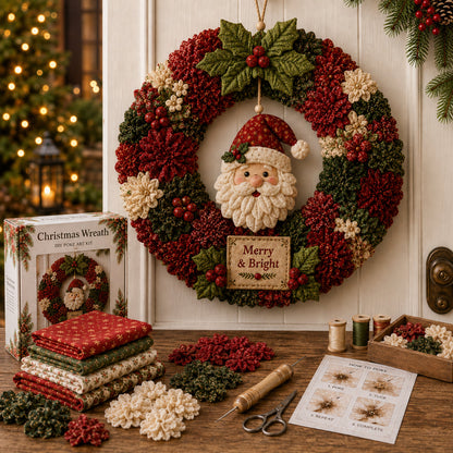 🎄🔥49% Off Last Day 🎊 3D Fabric Poke Wreath DIY Kit