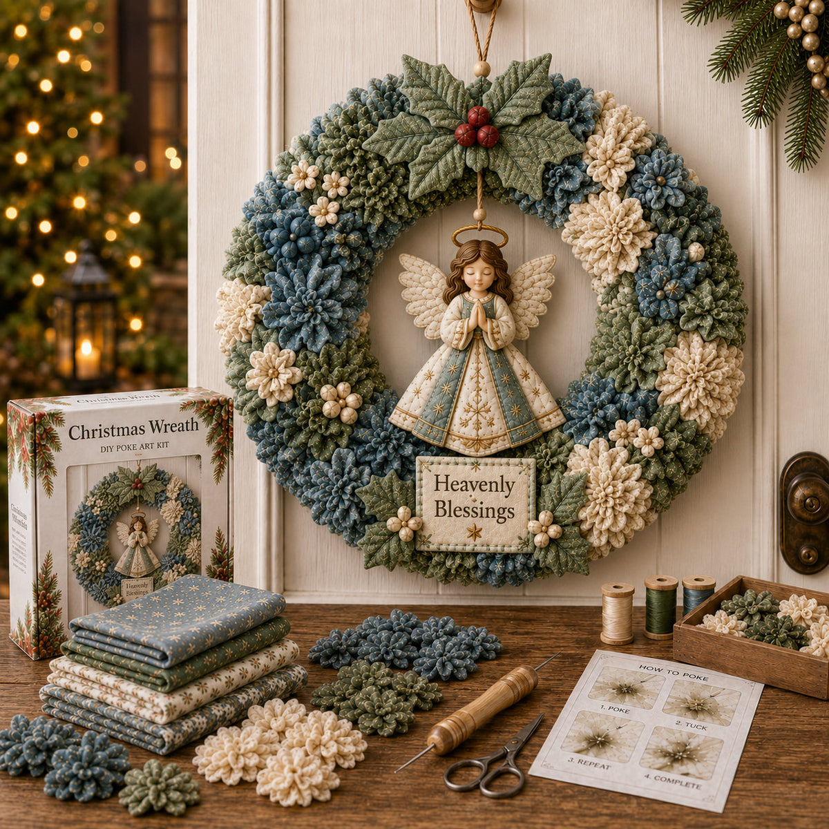🎄🔥49% Off Last Day 🎊 3D Fabric Poke Wreath DIY Kit