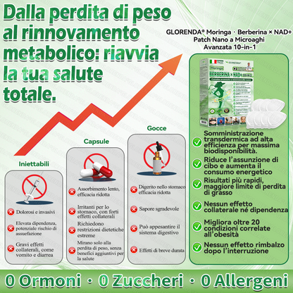 Negozio Ufficiale | 🍉🍉 GLORENDA® Moringa · Berberine × NAD+ 10-in-1 Cerotto Avanzato Nano Microneedle ✅ Per obesità, pelle rilassata, diabete, apnea notturna, problemi articolari e molto altro