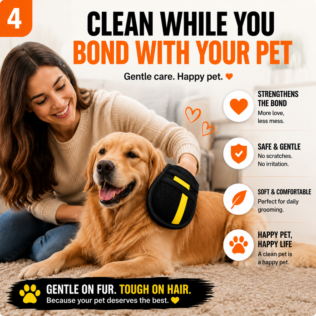 The Pet Hair Removal Glove – Swipe to Lift Fur from Furniture, Clothes & Cars | Limited Time: 70% OFF🔥