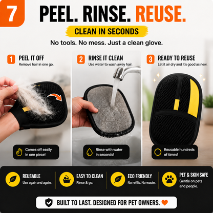 The Pet Hair Removal Glove – Swipe to Lift Fur from Furniture, Clothes & Cars | Limited Time: 70% OFF🔥
